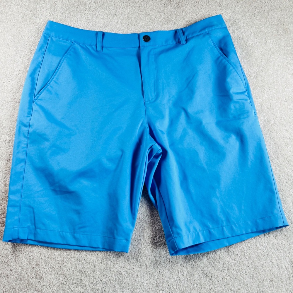 Puma Men Golf Shorts Blue W38 Solid Performance Activewear Polyester Regular Fit